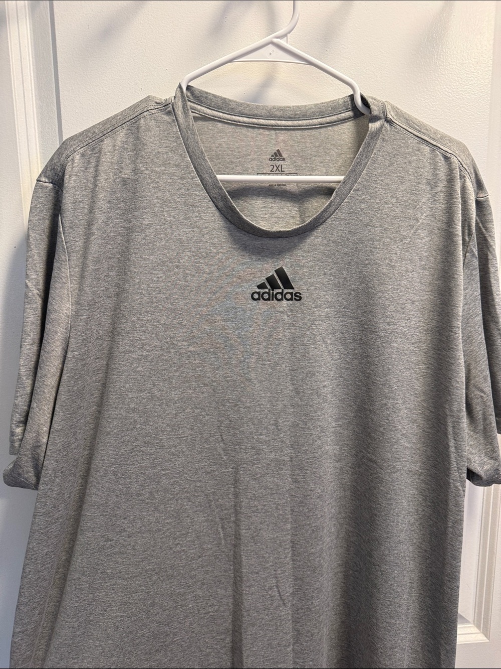 adidas Heather Gray Short Sleeve Performance Tee with Black Logo
